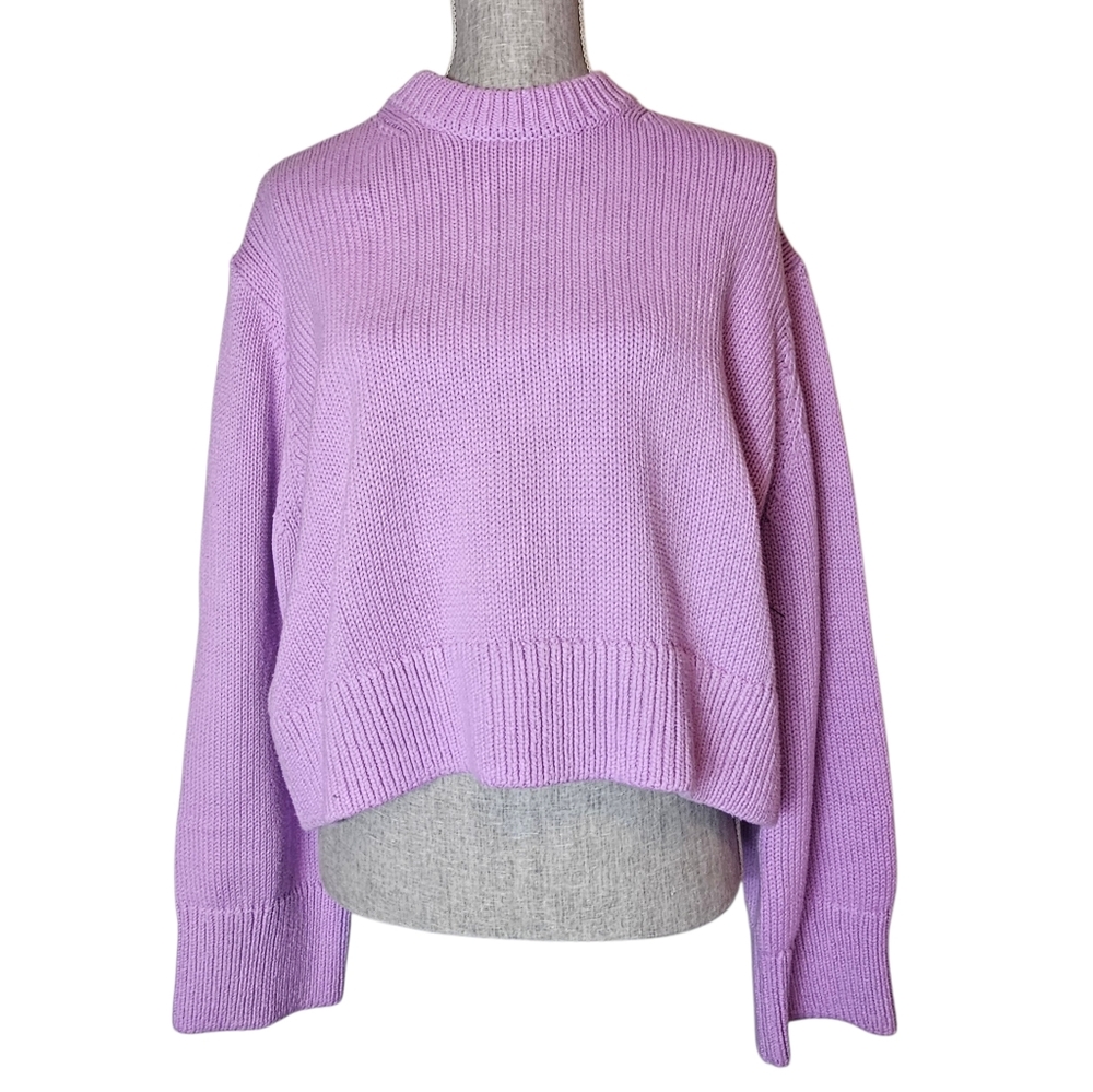 Tuckernuck Aiden Cropped Purple Sweater - Women's Size XL - Preppy Cozy NWT - Picture 2 of 11